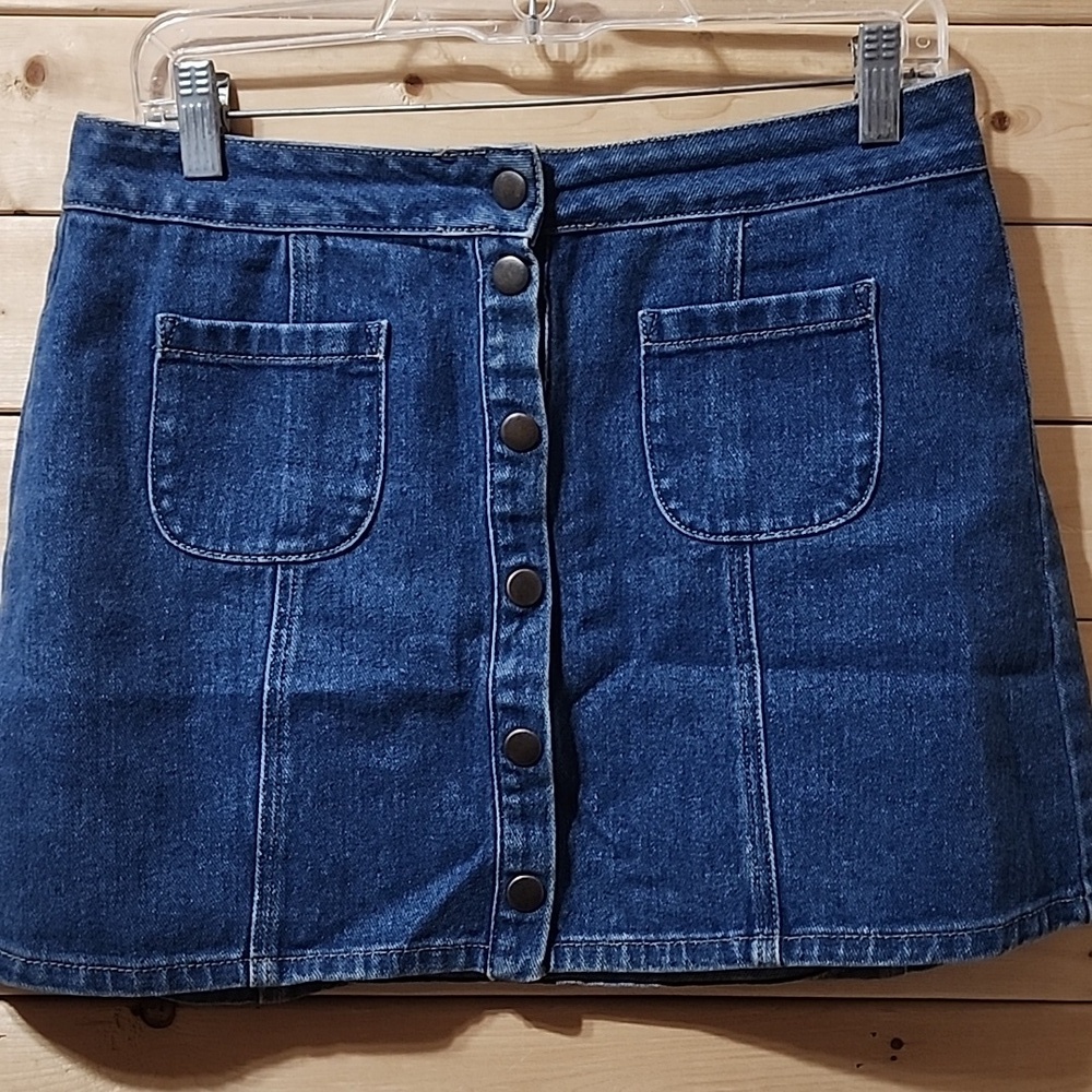 Brandy Melville Button Up Denim Mini Skirt Y2K Size 29